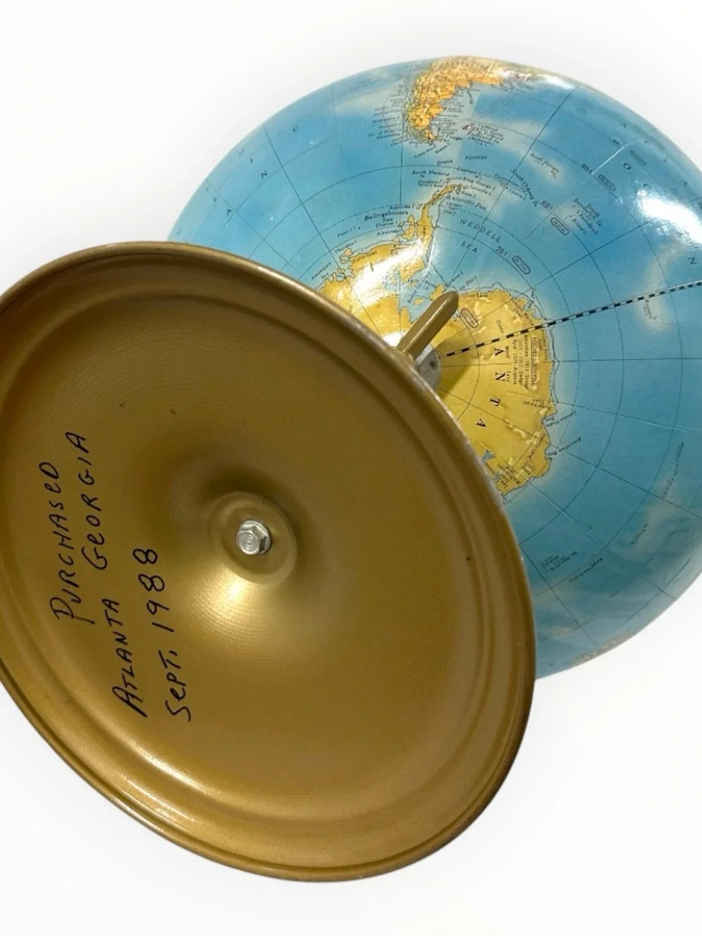 Vintage Cram’s Imperial C87 12” World Globe Blue Gold MCM Library Decor USA